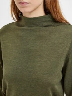 Selected Femme Wollen Coltrui "Magda" Olijfgroen -Gstar Kleding Winkel selected femme wollen coltrui magda olijfgroen 4