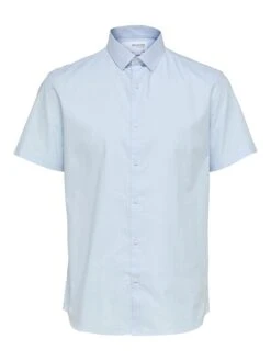 Selected Homme Blouse "Pinpoint" - Slim Fit - Lichtblauw
