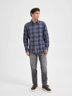 Selected Homme Blouse "Robin" - Slim Fit - Donkerblauw -Gstar Kleding Winkel selected homme blouse robin slim fit donkerblauw 3