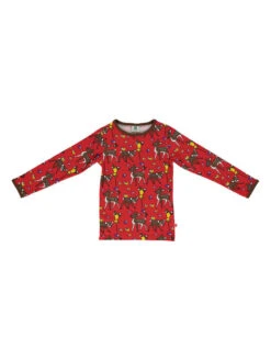 Småfolk Longsleeve "Deer, Hare & Birds" Rood