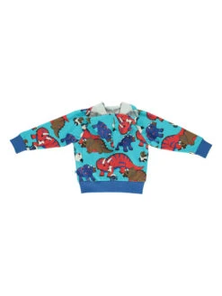 Småfolk Sweatvest "Dinosaur" Blauw -Gstar Kleding Winkel smafolk sweatvest dinosaur blauw 1