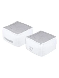 Poef "Pauline" Grijs/wit - (B)40 X (H)30 X (D)40 Cm