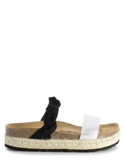 Leren Slippers "Mariara" Zilverkleurig/zwart -Gstar Kleding Winkel sunbay leren slippers mariara zilverkleurig zwart 1