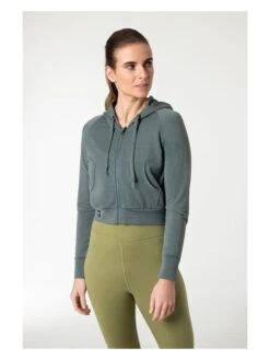 Super.natural Sweatvest "Liquid Flow" Donkergroen -Gstar Kleding Winkel super natural sweatvest liquid flow donkergroen 1