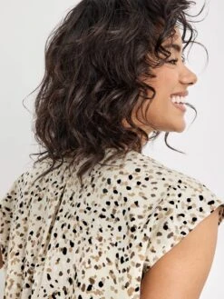 Taifun Blouse Zandkleurig/zwart -Gstar Kleding Winkel taifun blouse zandkleurig zwart 1