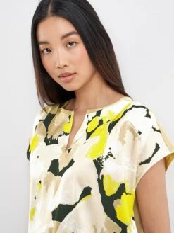 Taifun Shirt Beige/geel/wit -Gstar Kleding Winkel taifun shirt beige geel wit 2