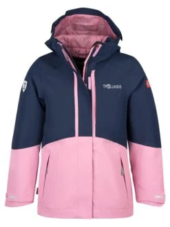 TROLLKIDS Regenjas "Skaland" Donkerblauw/lichtroze