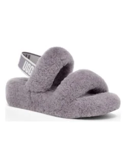 Ugg Pantoffels Met Lamsvacht "Oh Yeah" Grijs -Gstar Kleding Winkel ugg pantoffels met lamsvacht oh yeah grijs 1