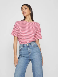 Vila Shirt "Vijada" Rood/wit -Gstar Kleding Winkel vila shirt vijada rood wit 2