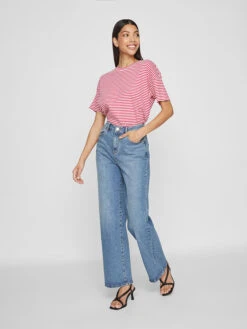 Vila Shirt "Vijada" Rood/wit -Gstar Kleding Winkel vila shirt vijada rood wit 4