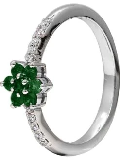 Witgouden Ring Met Diamanten En Synthetische Smaragd -Gstar Kleding Winkel vittoria jewels witgouden ring met diamanten en synthetische smaragd 2