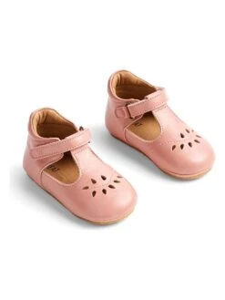 Wheat Leren Ballerina's Met Bandje "Adele Mary Jane" Roze