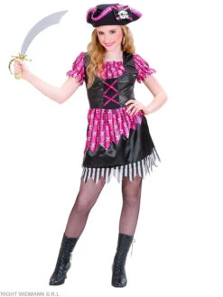 WIDMANN 2-delig Kostuum "Fancy Piraat" Zwart/roze
