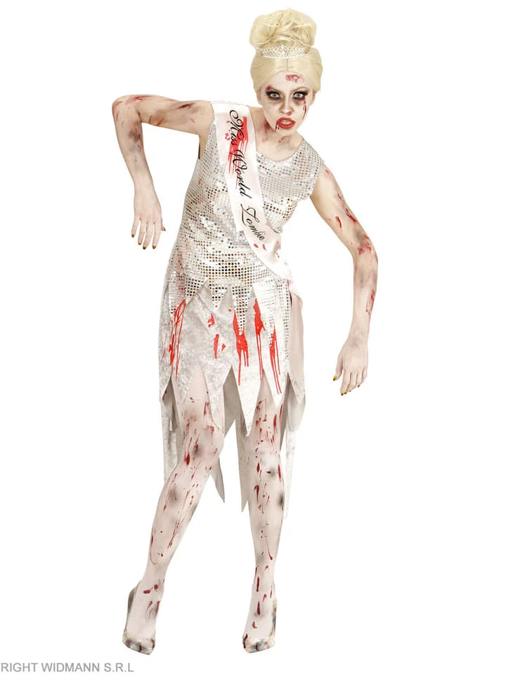 WIDMANN 2-delig Kostuum "MISS WORLD ZOMBIE" Wit 3 WIDMANN 2-delig Kostuum "MISS WORLD ZOMBIE" Wit