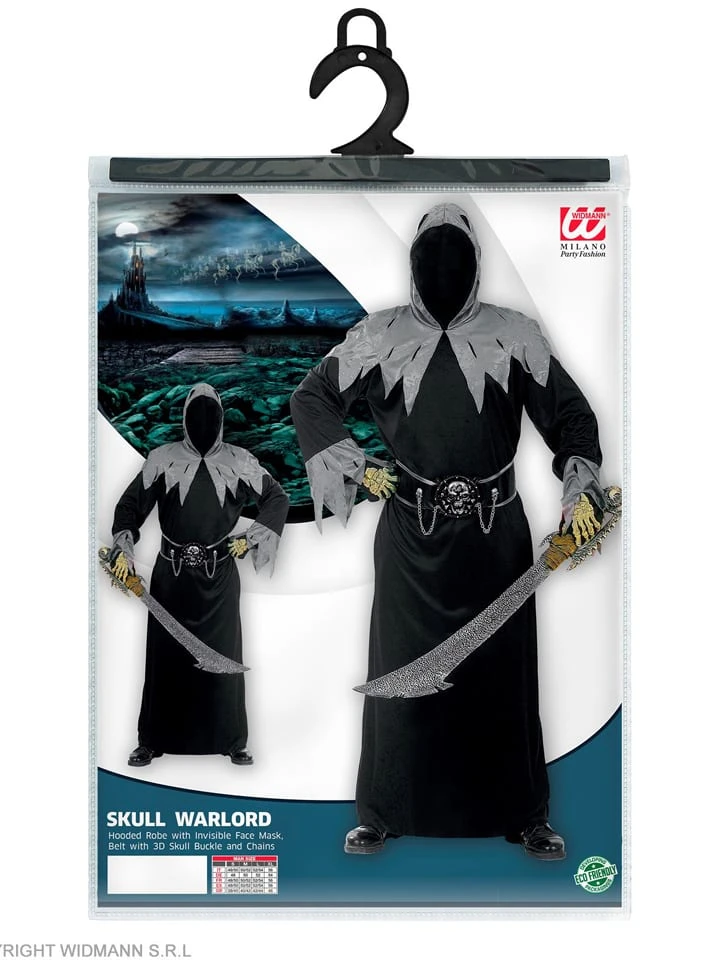 WIDMANN 2-delig Kostuum "SKULL WARLORD" Zwart 4 WIDMANN 2-delig Kostuum "SKULL WARLORD" Zwart - Afbeelding 2