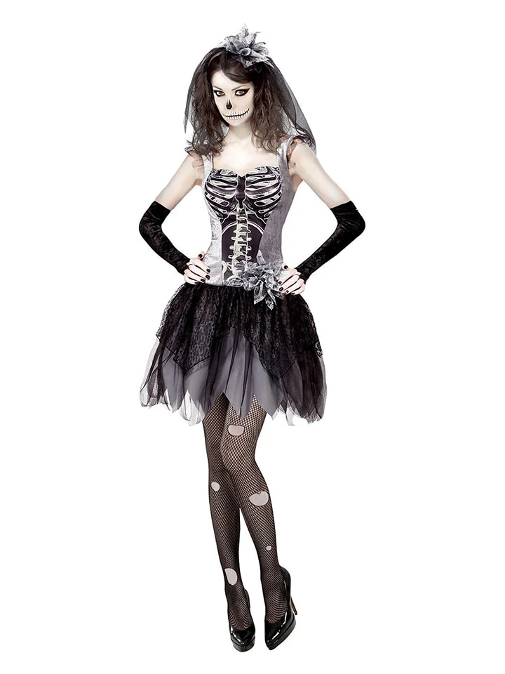 WIDMANN 3-delig Kostuum "SKELEBRIDE" Zwart 3 WIDMANN 3-delig Kostuum "SKELEBRIDE" Zwart