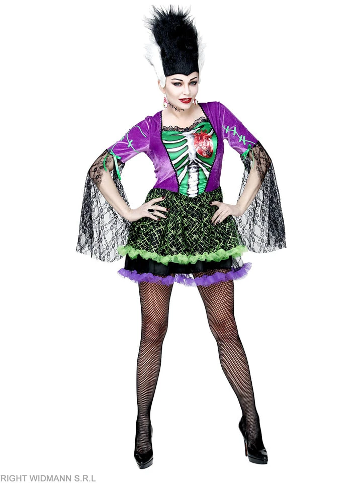 WIDMANN Kostuumjurk "MONSTERBRUID" Paars/zwart 4 WIDMANN Kostuumjurk "MONSTERBRUID" Paars/zwart - Afbeelding 2