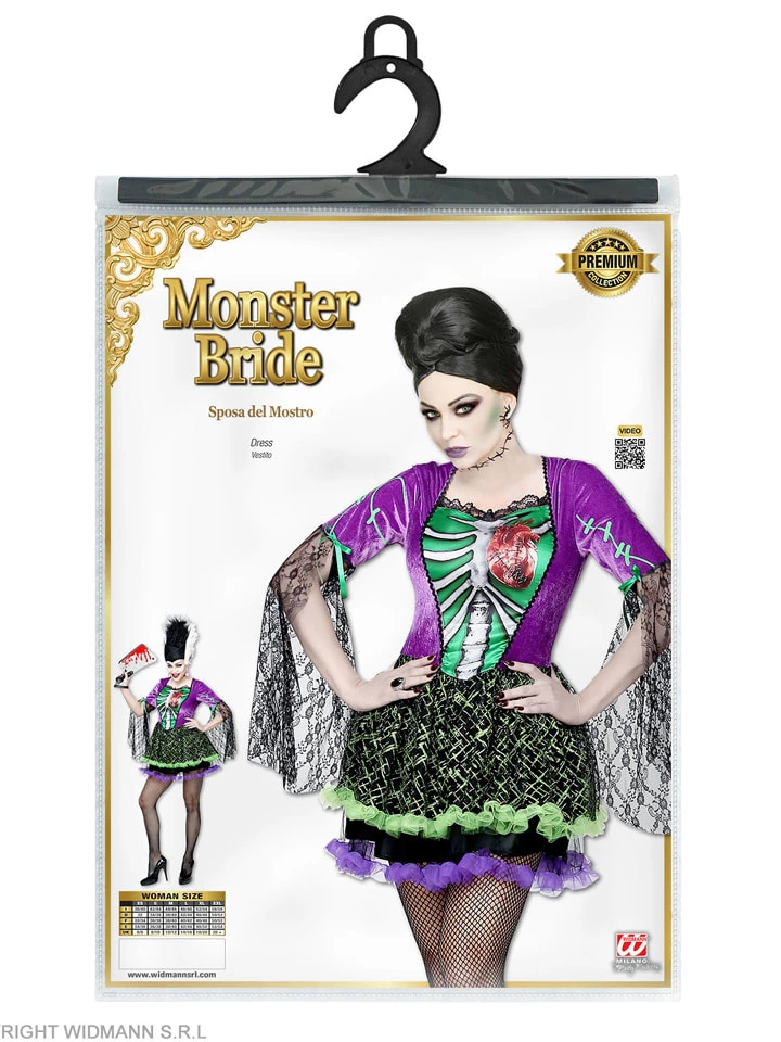 WIDMANN Kostuumjurk "MONSTERBRUID" Paars/zwart 6 WIDMANN Kostuumjurk "MONSTERBRUID" Paars/zwart - Afbeelding 4