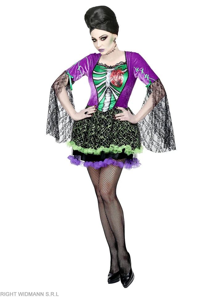 WIDMANN Kostuumjurk "MONSTERBRUID" Paars/zwart 3 WIDMANN Kostuumjurk "MONSTERBRUID" Paars/zwart