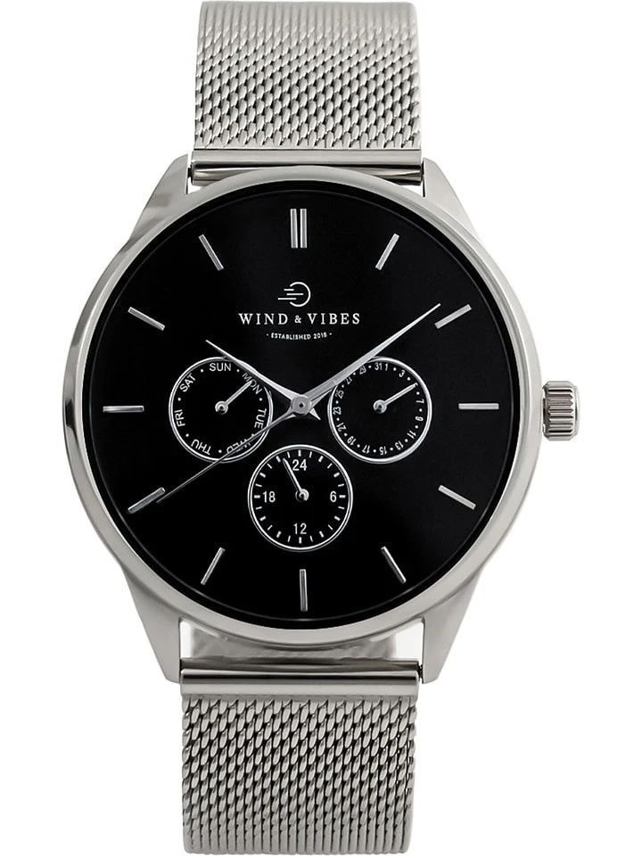 Kwartshorloge "Tokyo" Zwartzilverkleurig 3 Kwartshorloge "Tokyo" Zwartzilverkleurig