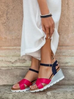 Leren Sleehaksandalen Roze/zwart -Gstar Kleding Winkel zapato leren sleehaksandalen roze zwart 1