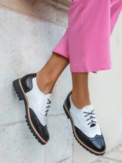 Leren Veterschoenen Wit/zwart -Gstar Kleding Winkel zapato leren veterschoenen wit zwart 3