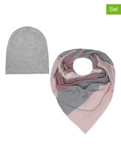 2-delige Accessoireset "Block" Grijs/lichtroze