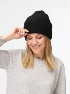 Kasjmieren Beanie "June" Zwart -Gstar Kleding Winkel zwillingsherz kasjmieren beanie june zwart 1